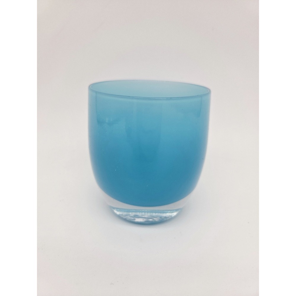 Glassybaby Cabo Blue Votive Pre Trisk Tag 3 9/16" Spot interior